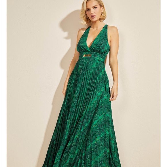 NWT Guess by Marciano Charmed Gown in Deep Green and Black Size 2 - Picture 5 of 5